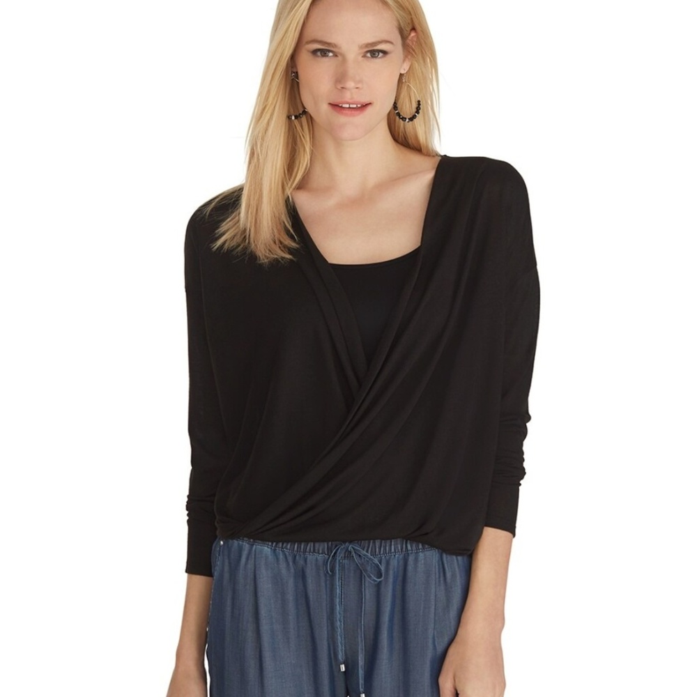 LONG SLEEVE CROSSOVER BLACK COVERUP